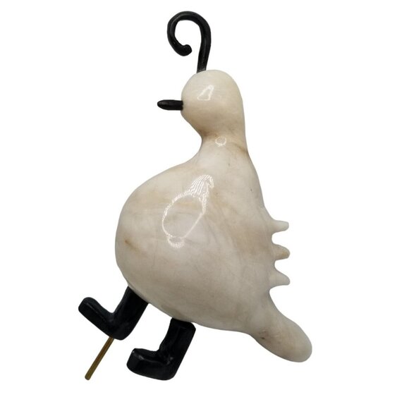 Unbranded Other - Hand Carved Marble Stone & Wood Quail Bird Art Sculpture Stone Statue Figurine
